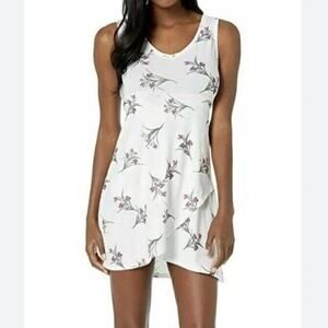 Fig Axa Dress WomenS Size XL Purple Oleander Floral V-Neck Sleeveless Wrap Panel